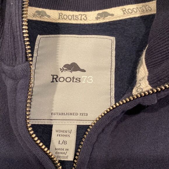 roots 73 womens zip up fleece lined sweatshirt track jacket size L in EUC - Picture 2 of 8
